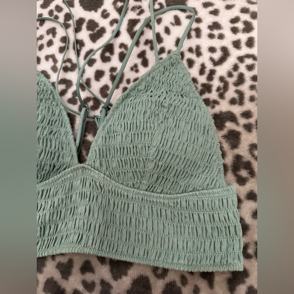 PINK Victoria's Secret Smocked Bralette in Green Size Medium Women’s - Picture 5 of 17